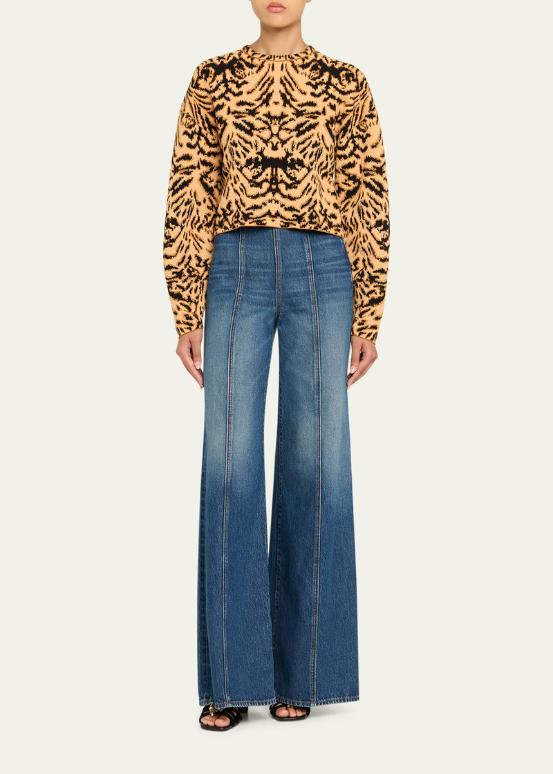 ULLA JOHNSON Cade Printed Jacquard Knit Pullover outlook