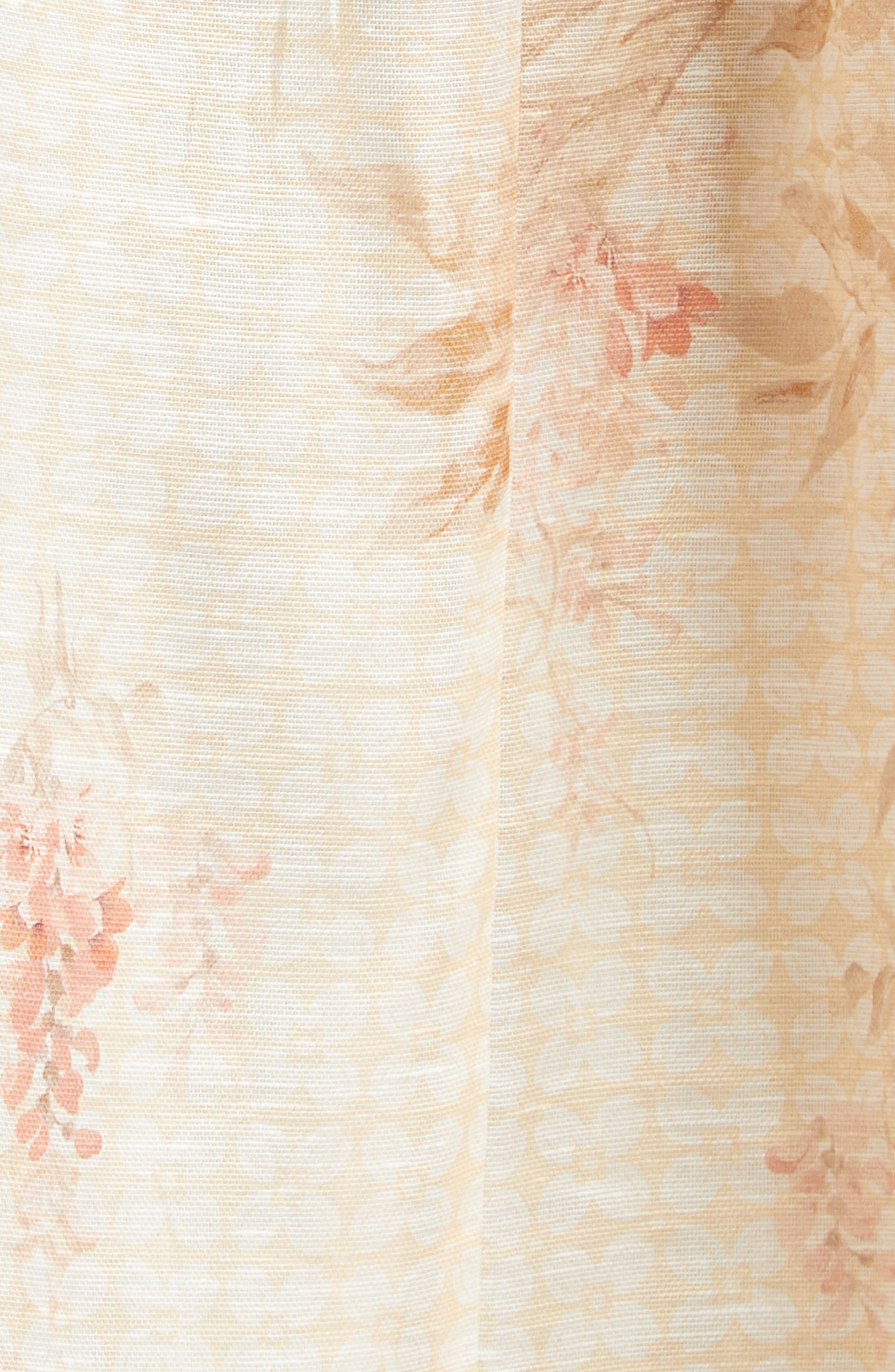 Zimmermann Tropical Floral Linen & Silk Midi Dress in Coral Floral at Nordstrom - 6