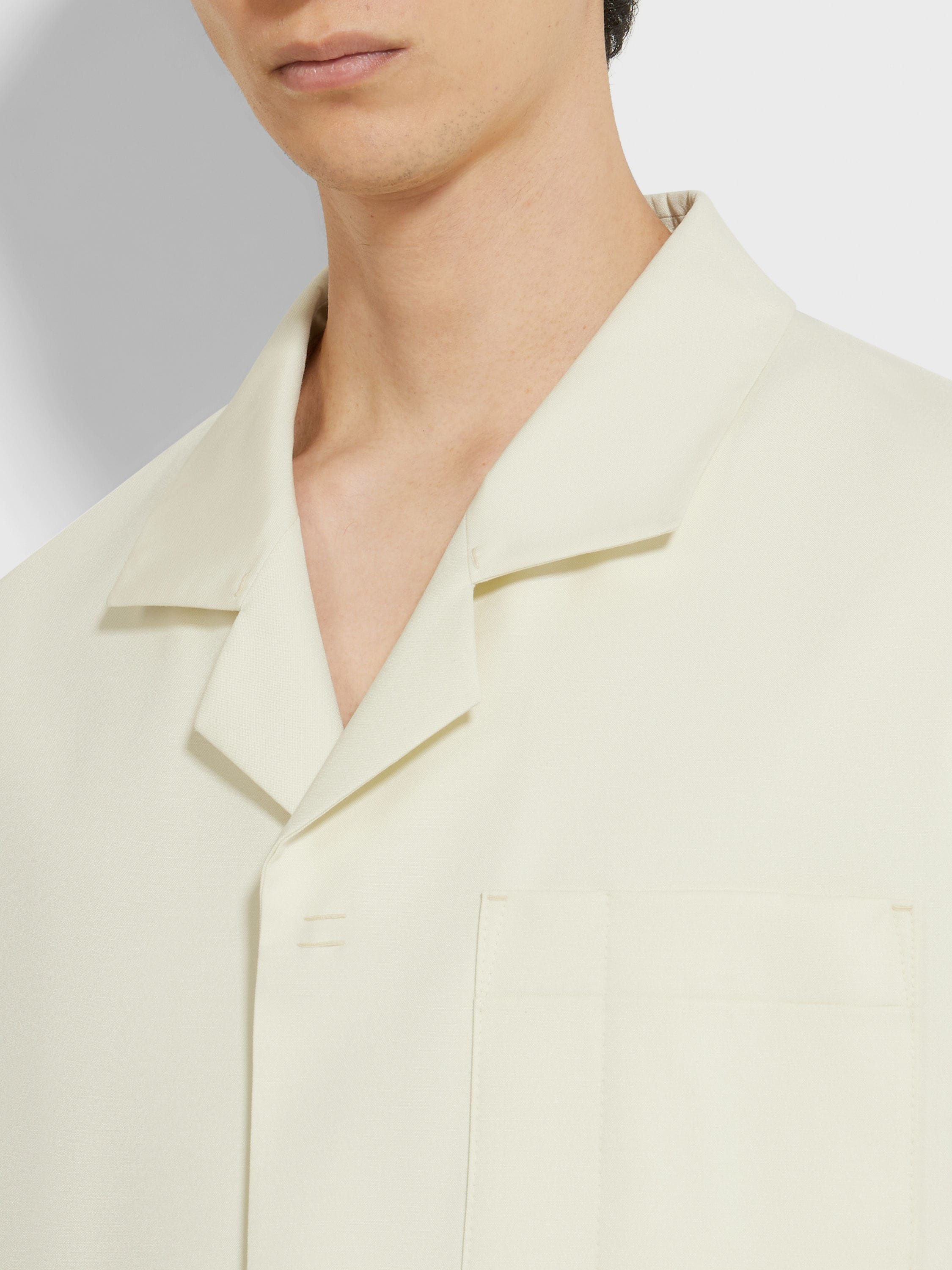 LIGHT YELLOW SILK AND WOOL JACKET - 3