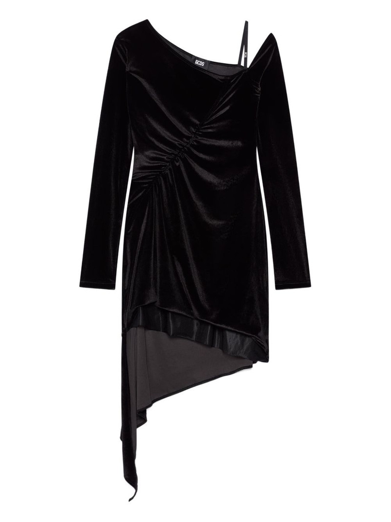 asymmetric ruched mini dress 1