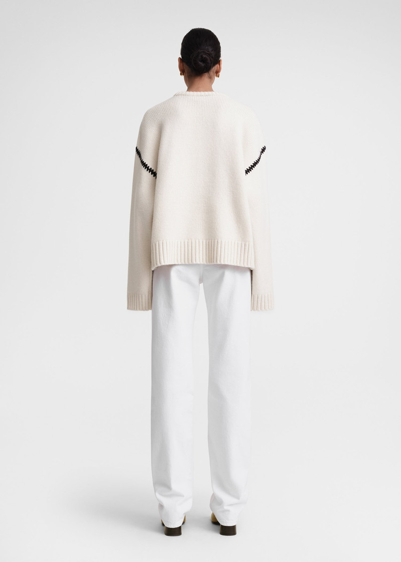 Embroidered wool cashmere knit snow 4