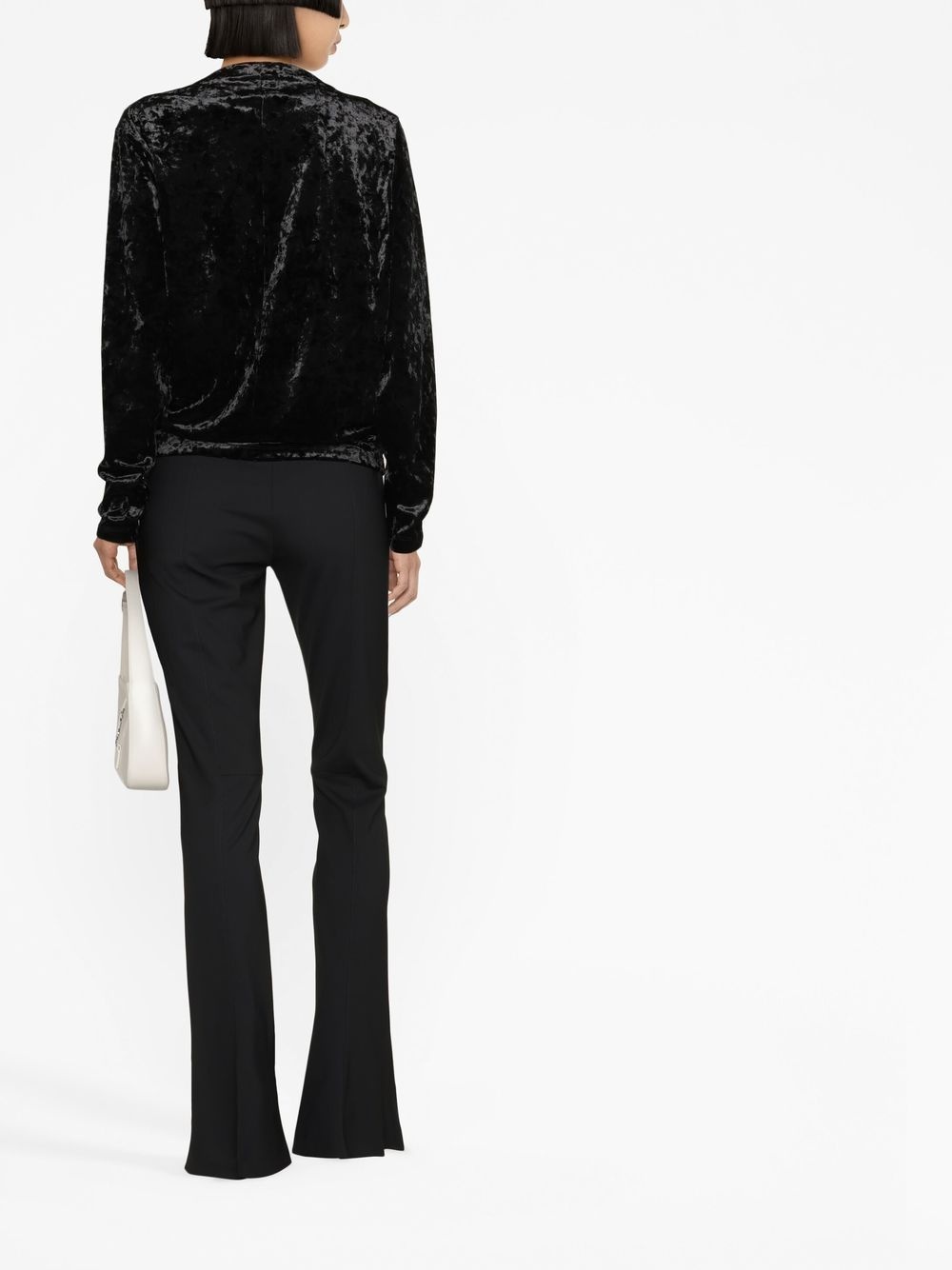 crushed-velvet long-sleeve top - 4