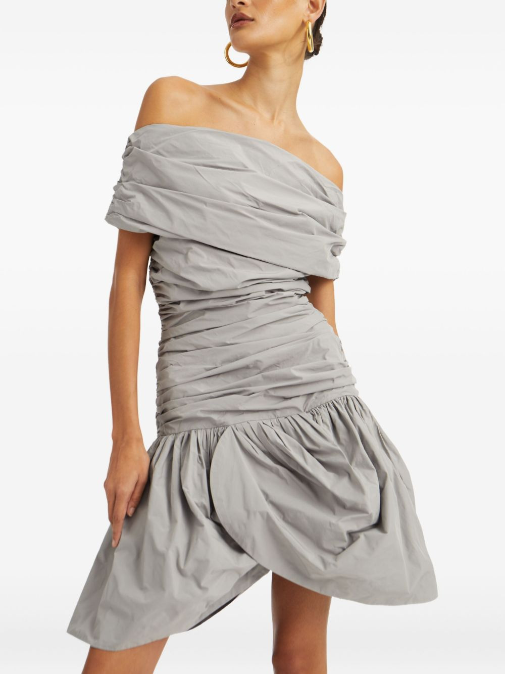 off-shoulder ruched mini dress - 3