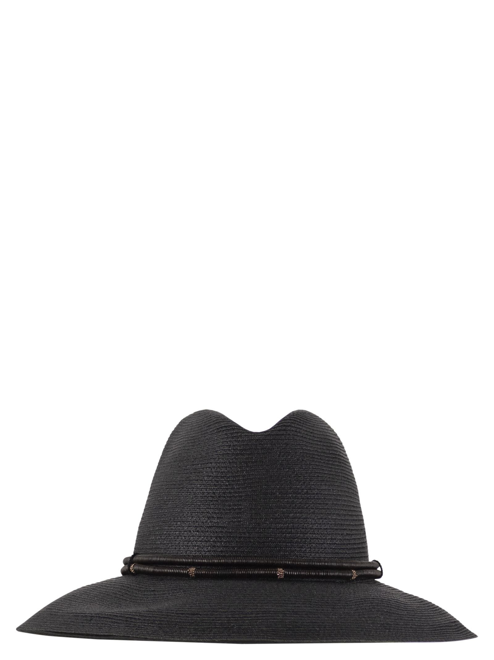 Brunello Cucinelli Women Fedora Made Of Hemp And Techno Cotton With Leather Band And Necklace - 2