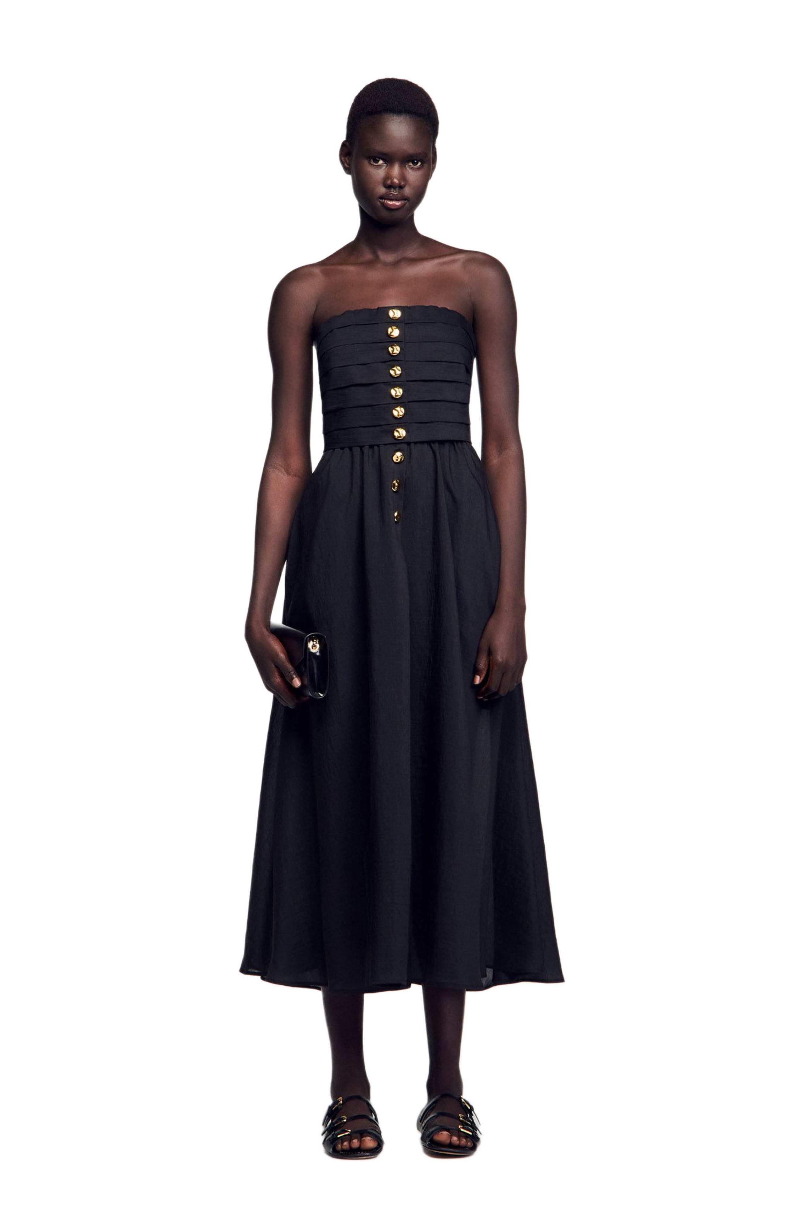 SANDRO Long bustier dress in Black at Nordstrom - 6
