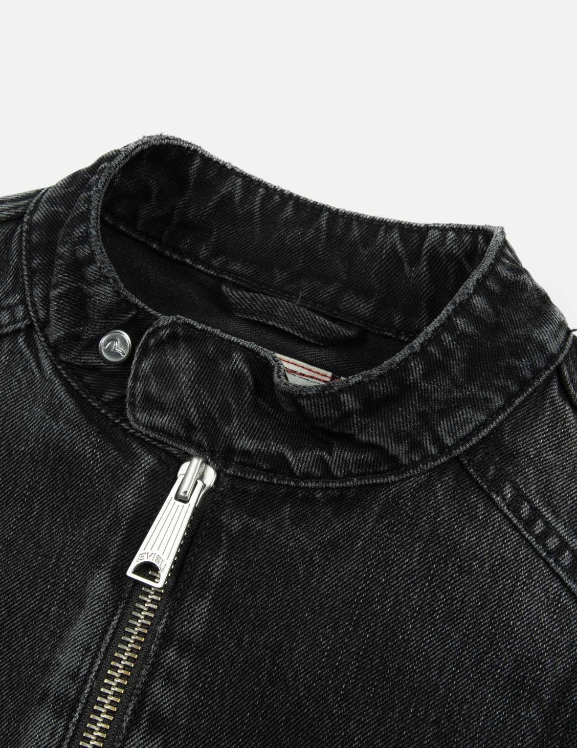 GODHEAD PRINT RELAX FIT BIKER DENIM JACKET - 9