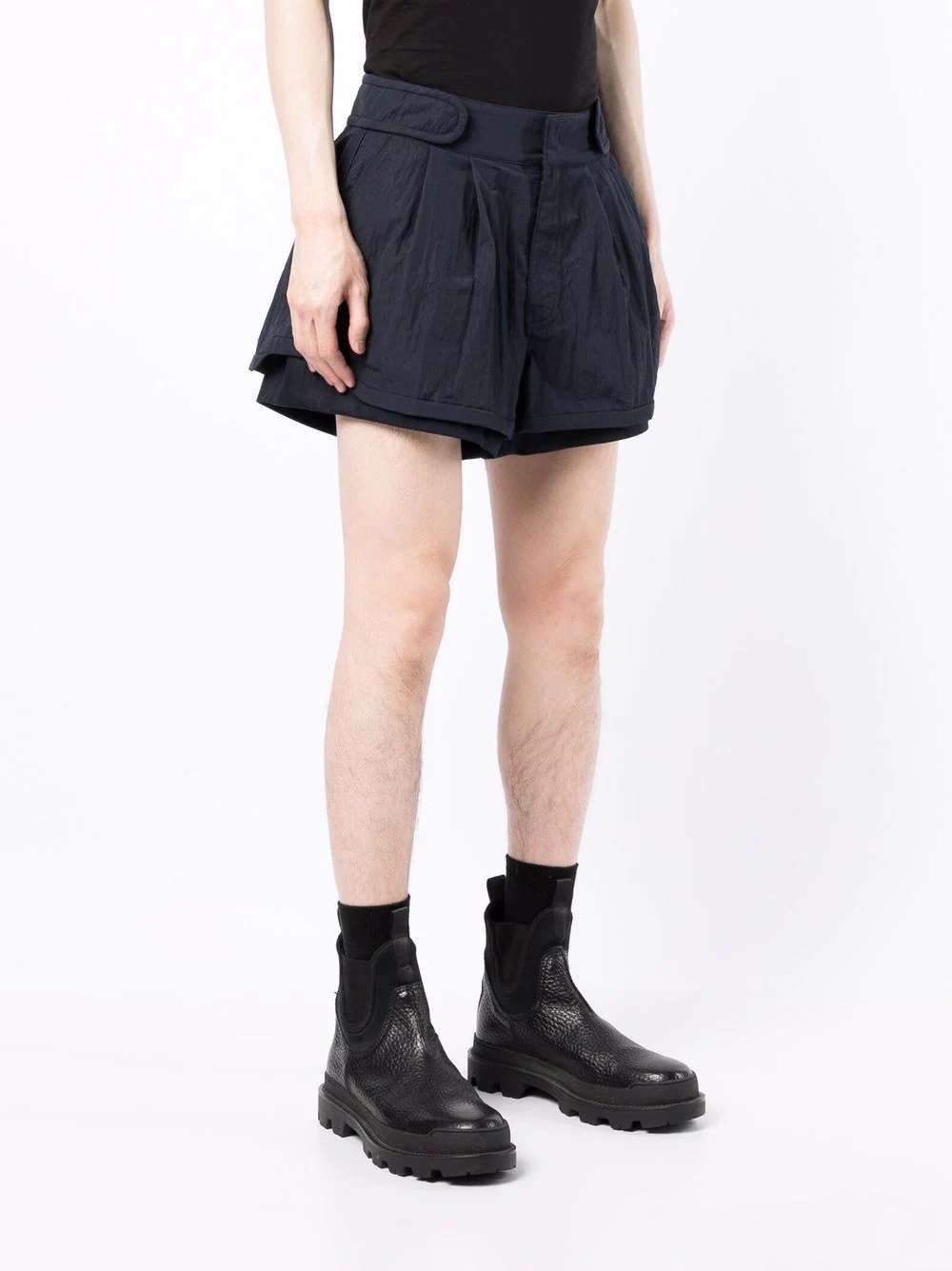 crease-effect pleated shorts - 5