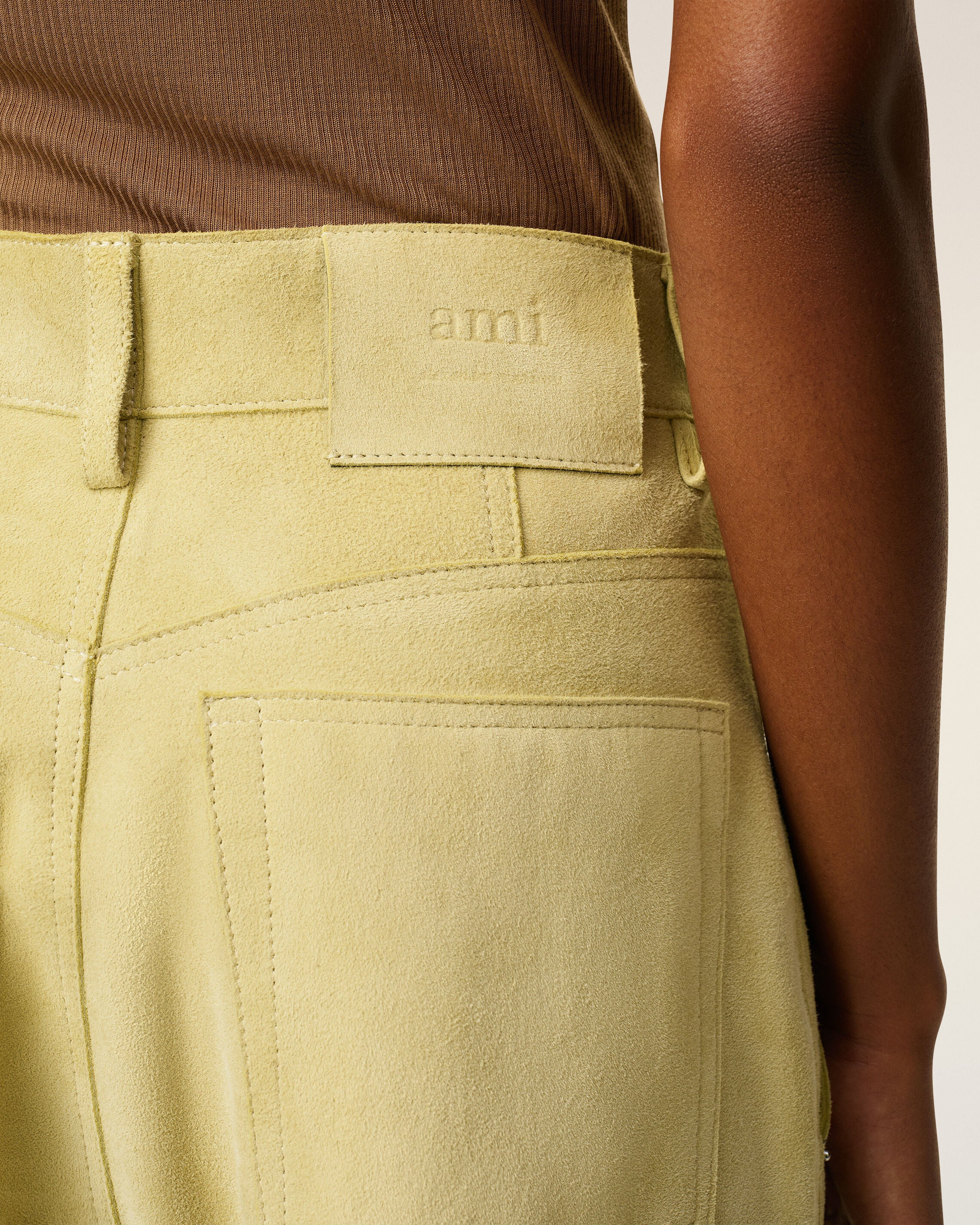 GREEN LEATHER BERMUDA - 5