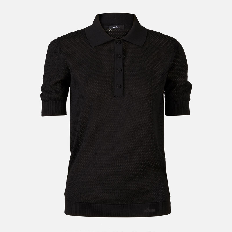 Honeycomb Polo Shirt Black 1