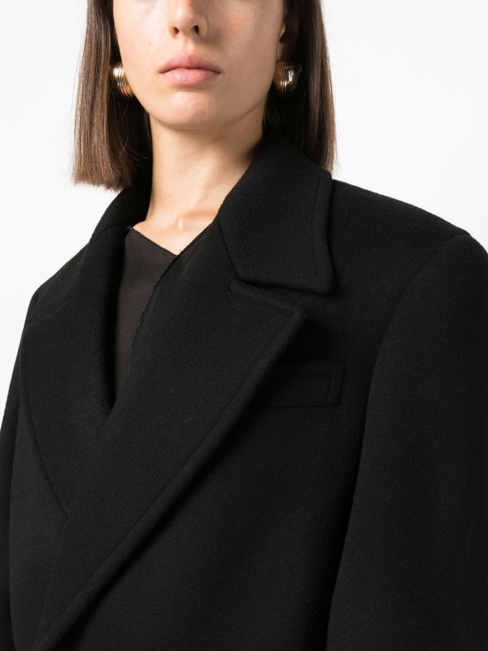 shoulder-pad double-breasted coat - 5