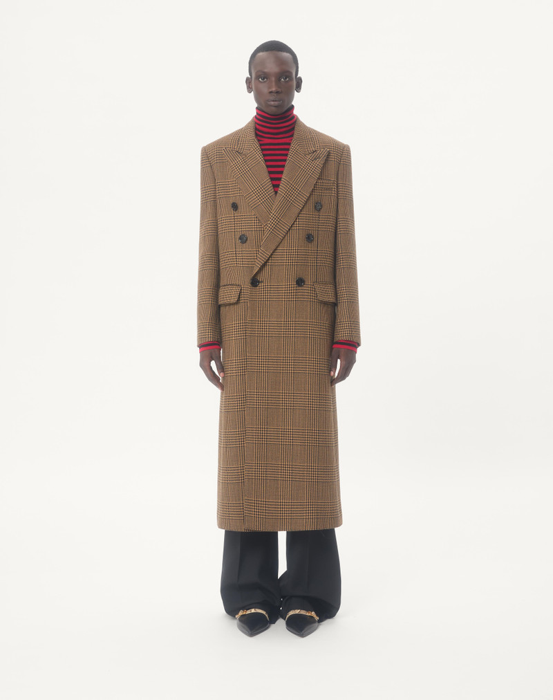 VALENTINO DOUBLE-BREASTED WOOL COAT WITH GLEN PLAID PATTERN 4