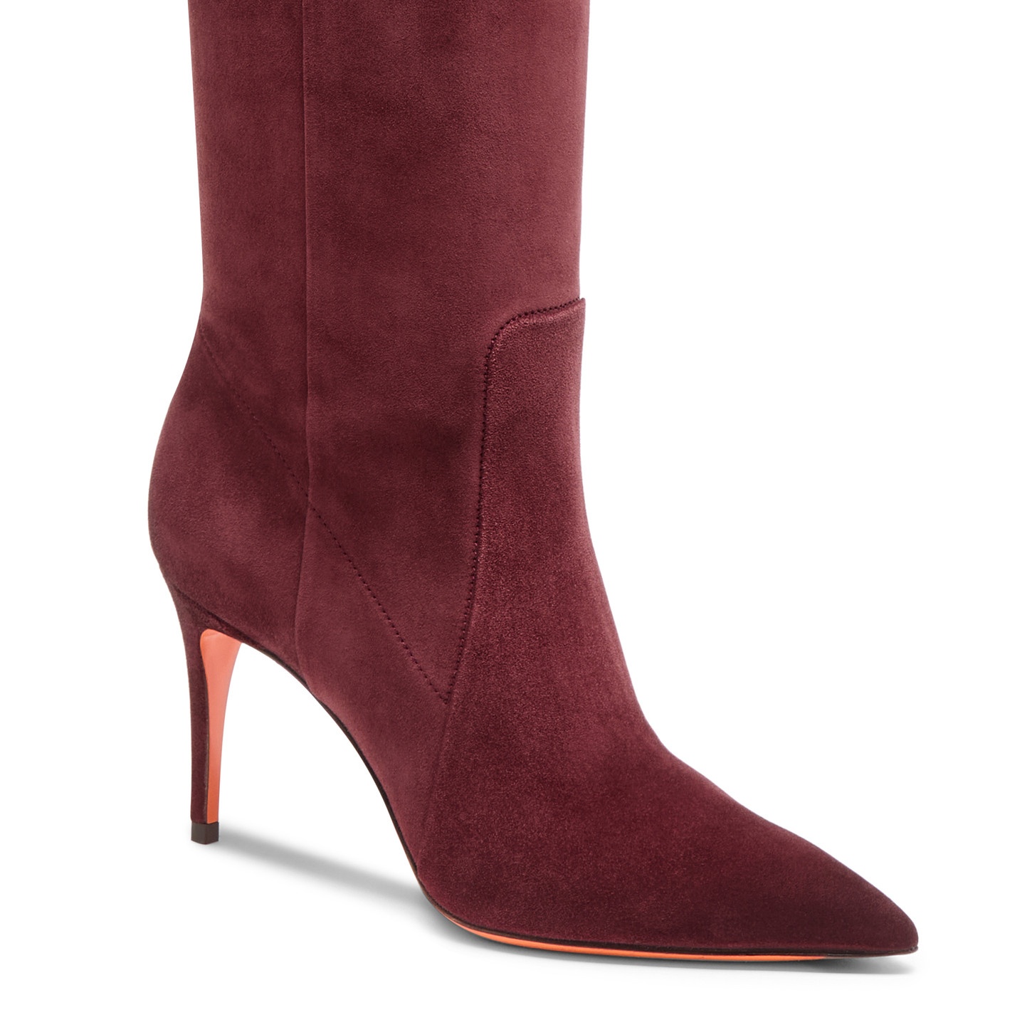 Women's burgundy suede high-heel boot - 5