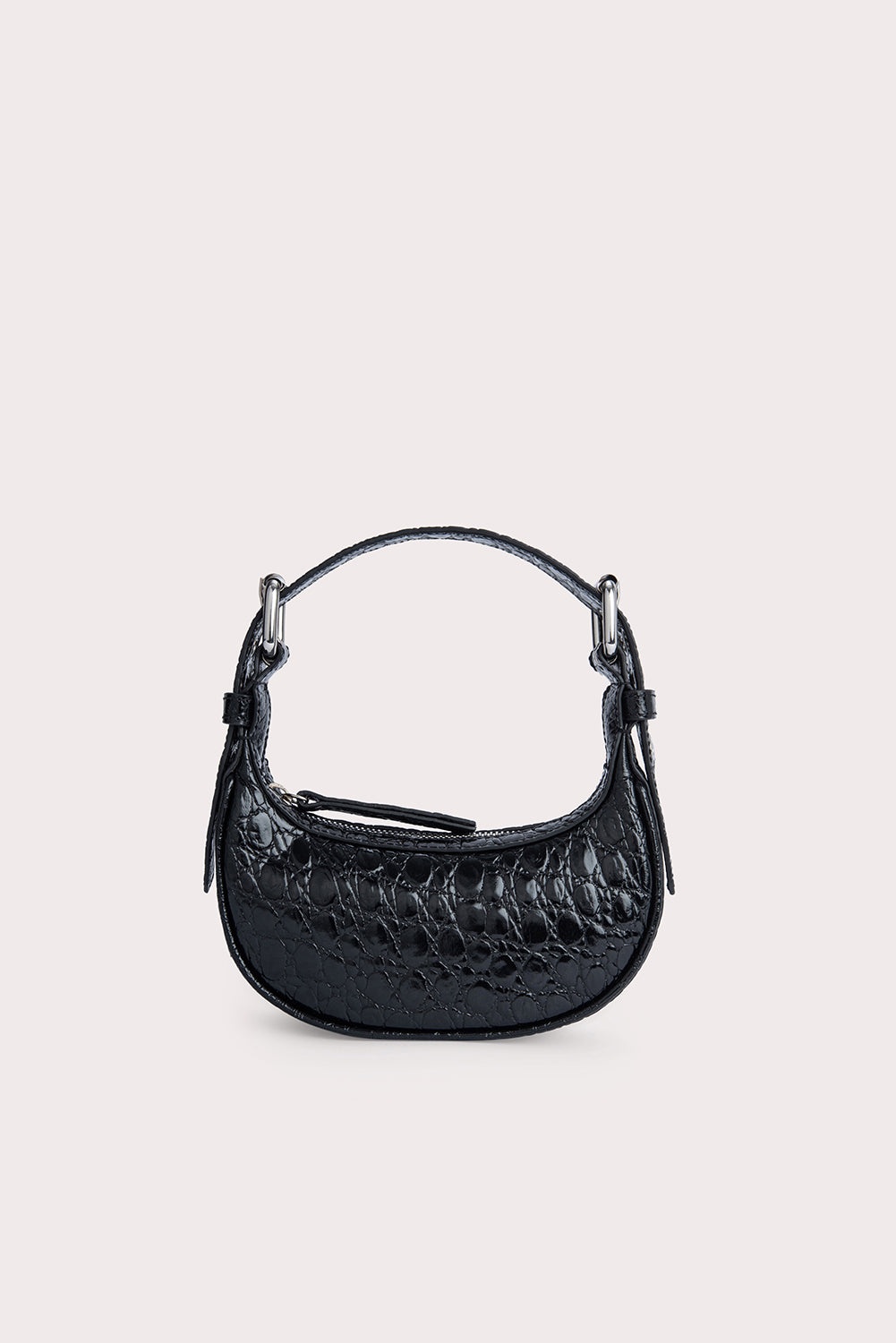 Mini Soho Black Circular Croco Embossed Leather 1