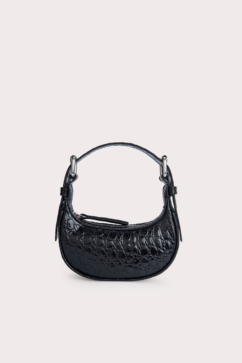 Mini Soho Black Circular Croco Embossed Leather - 1