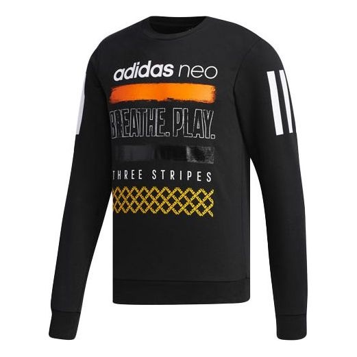 adidas neo Athleisure Casual Sports Knit Round Neck Pullover Black DX0043 - 1