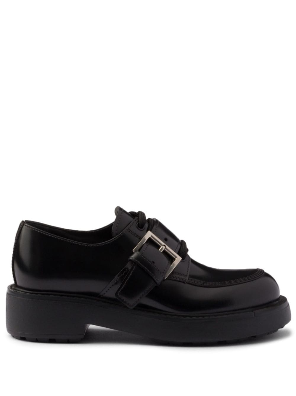Brushed leather lace-up shoes - 1
