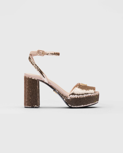 Prada Sequined satin platform sandals outlook