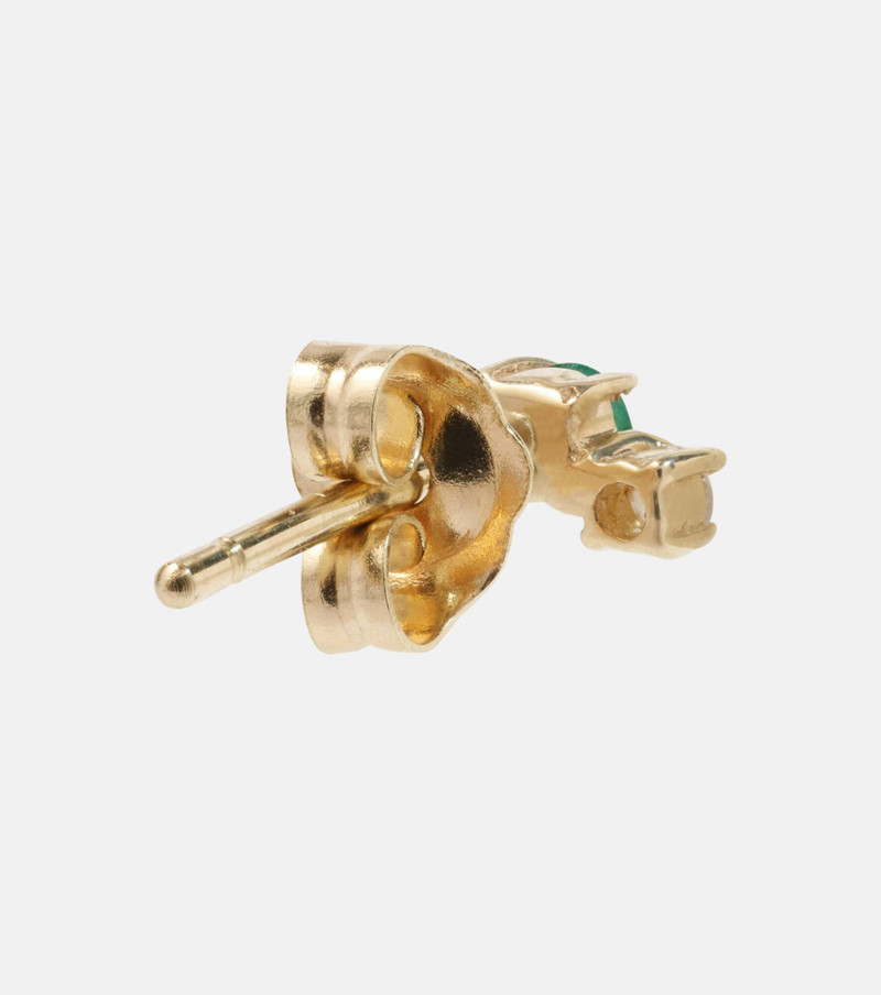 Dainty Emerald Goddess 14kt gold stud earrings with emeralds and diamonds 5