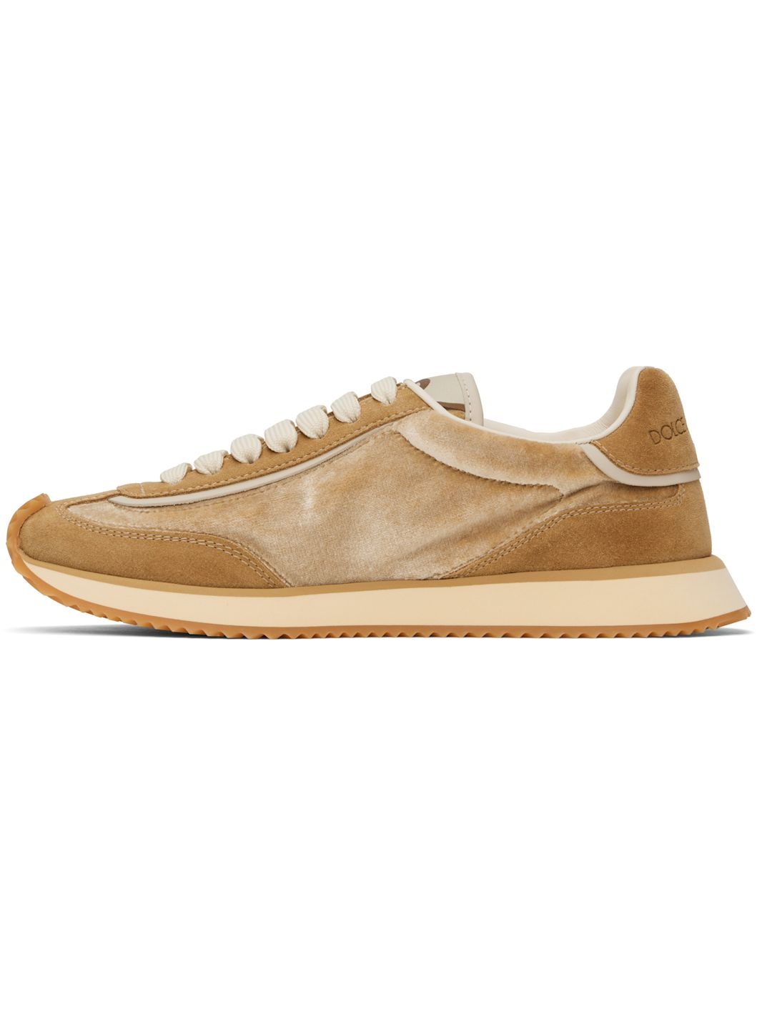 Tan & Beige Mixed-Material 'DG' Cushion Sneakers - 3