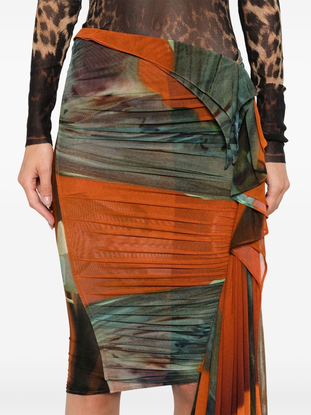 Archive-print ruched skirt - 5