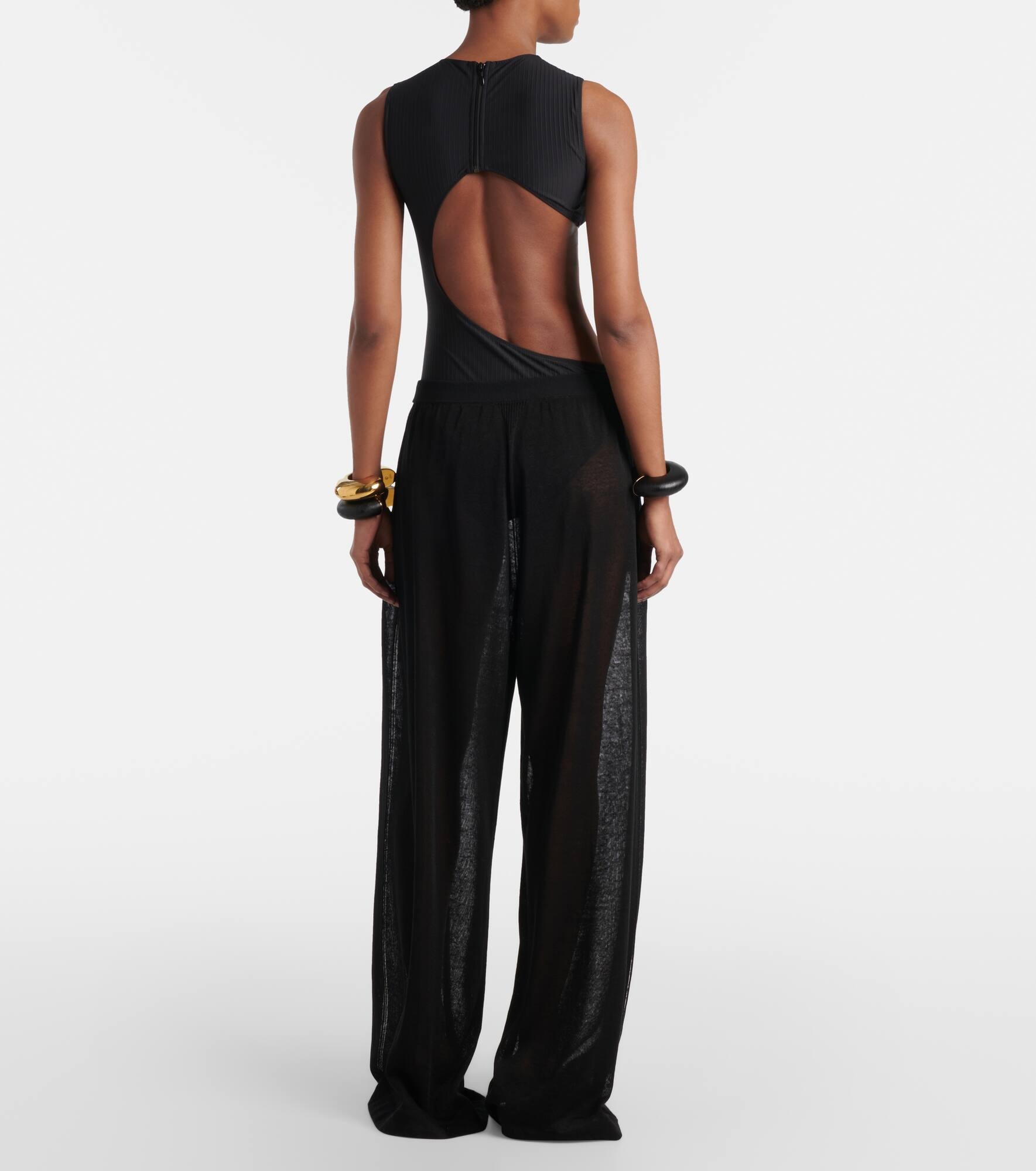 Sheer linen and silk wide-leg pants - 3