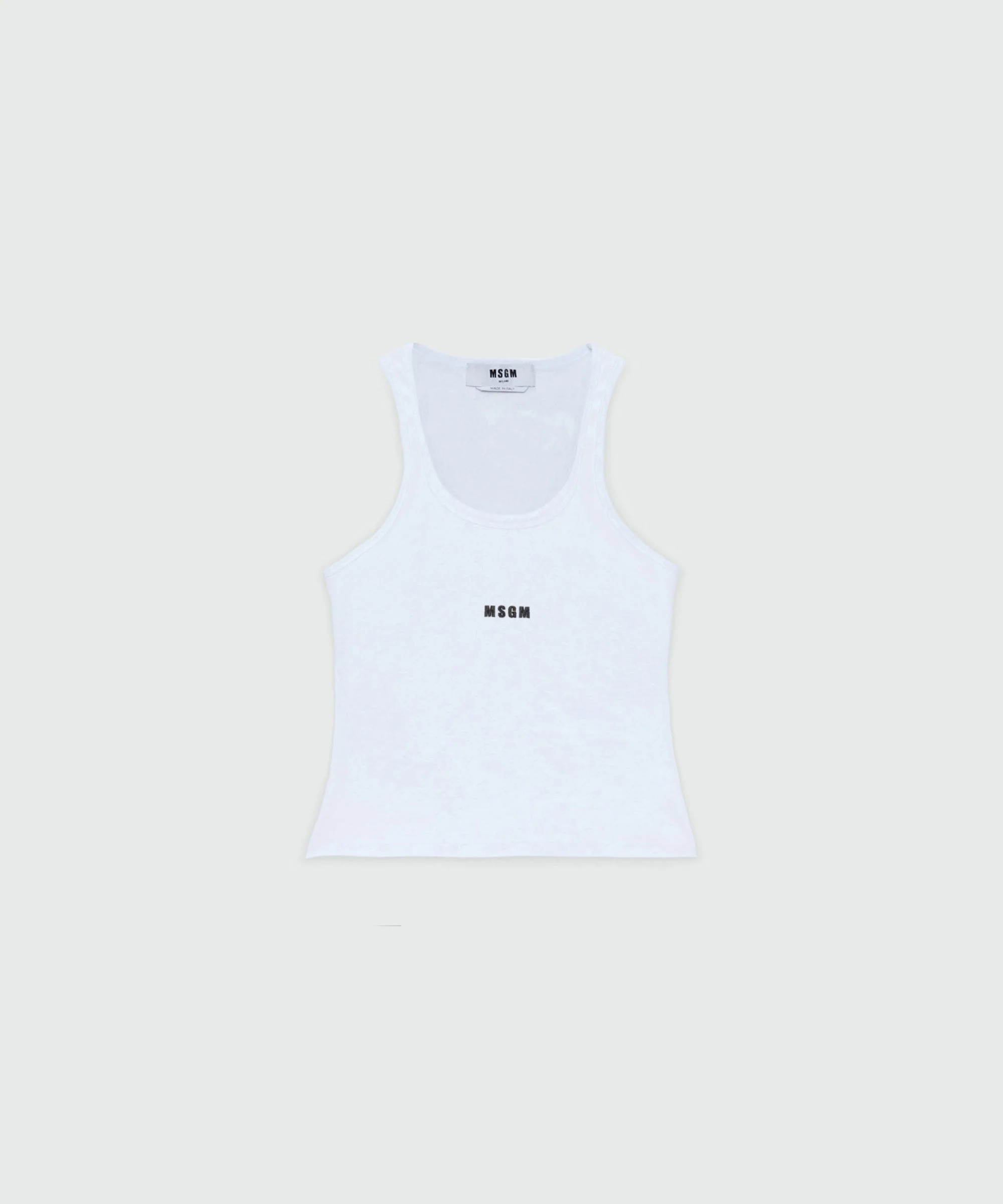 White ribbed jersey top with white MSGM logo - 1