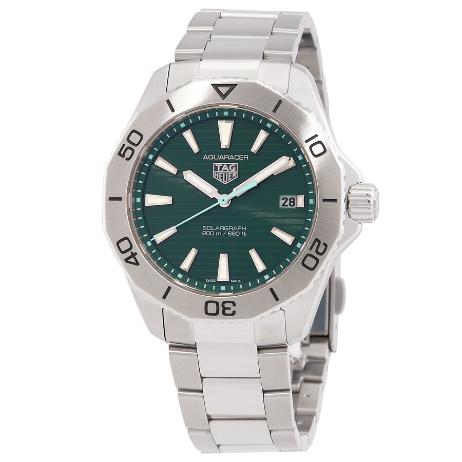 Pre-owned Tag Heuer Aquaracer Solargraph Green Quartz Men's Watch WBP1115.BA0000 - 1