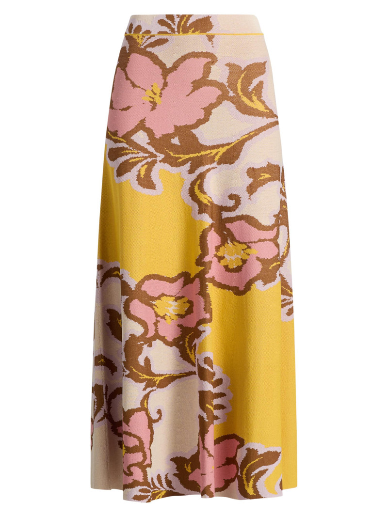 Women's Karma Floral Knit Maxi Skirt - Plumeria Wave Knit 1
