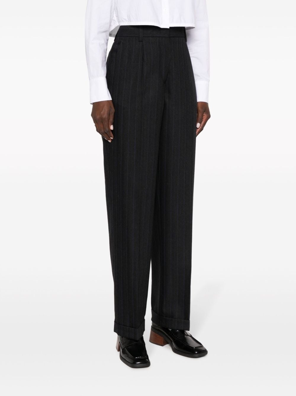 pinstripe herringbone wool trousers - 3
