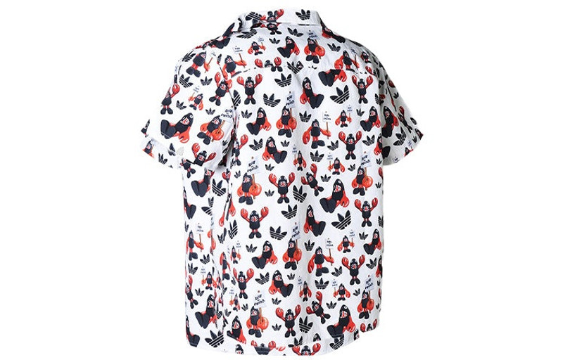 adidas adidas originals Dragon Printing Casual Sports Short Sleeve Shirt White HA4702 outlook