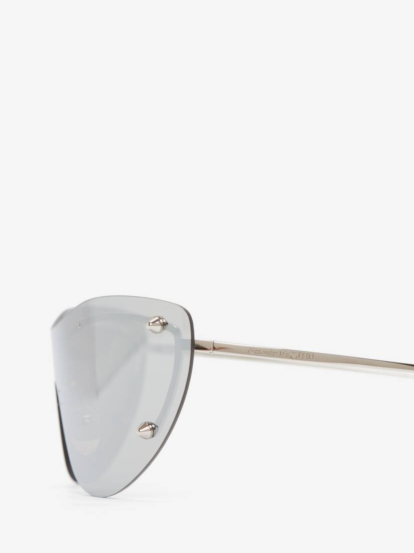 Women's Spike Studs Cat-eye Mask Sunglasses in Silver - 4