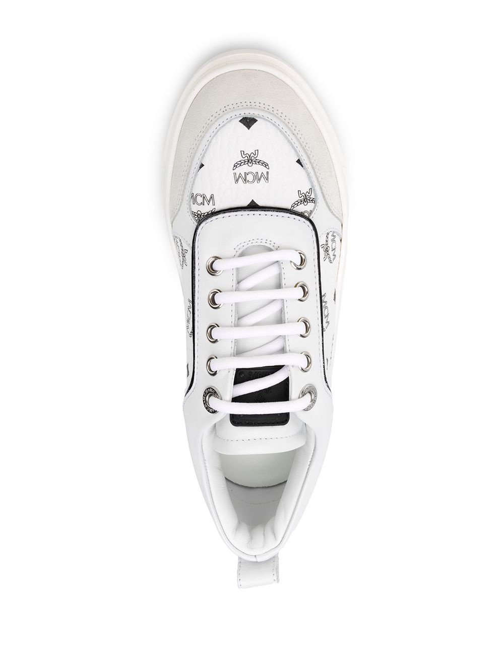 logo-print leather sneakers - 4