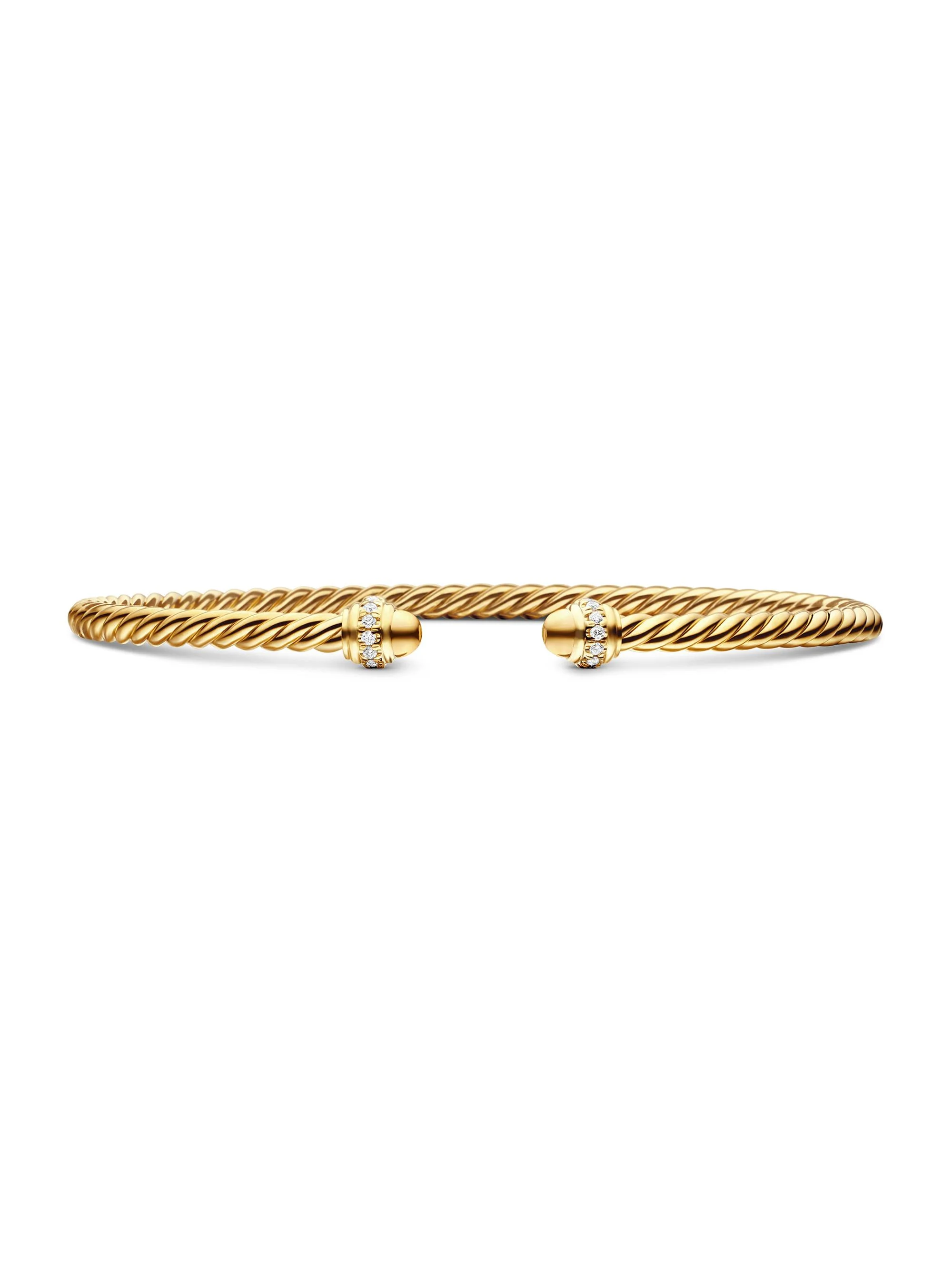 Women's Classic Cablespira Bracelet in 18K Yellow Gold and Diamonds - Gold Dome - 1