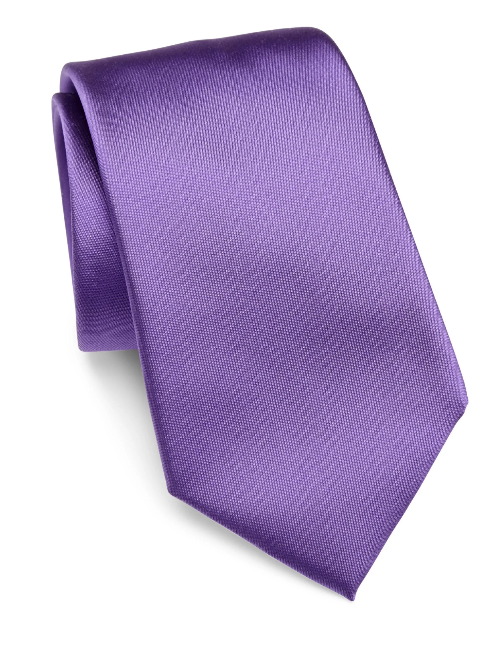 Solid Silk Tie - Purple - 1