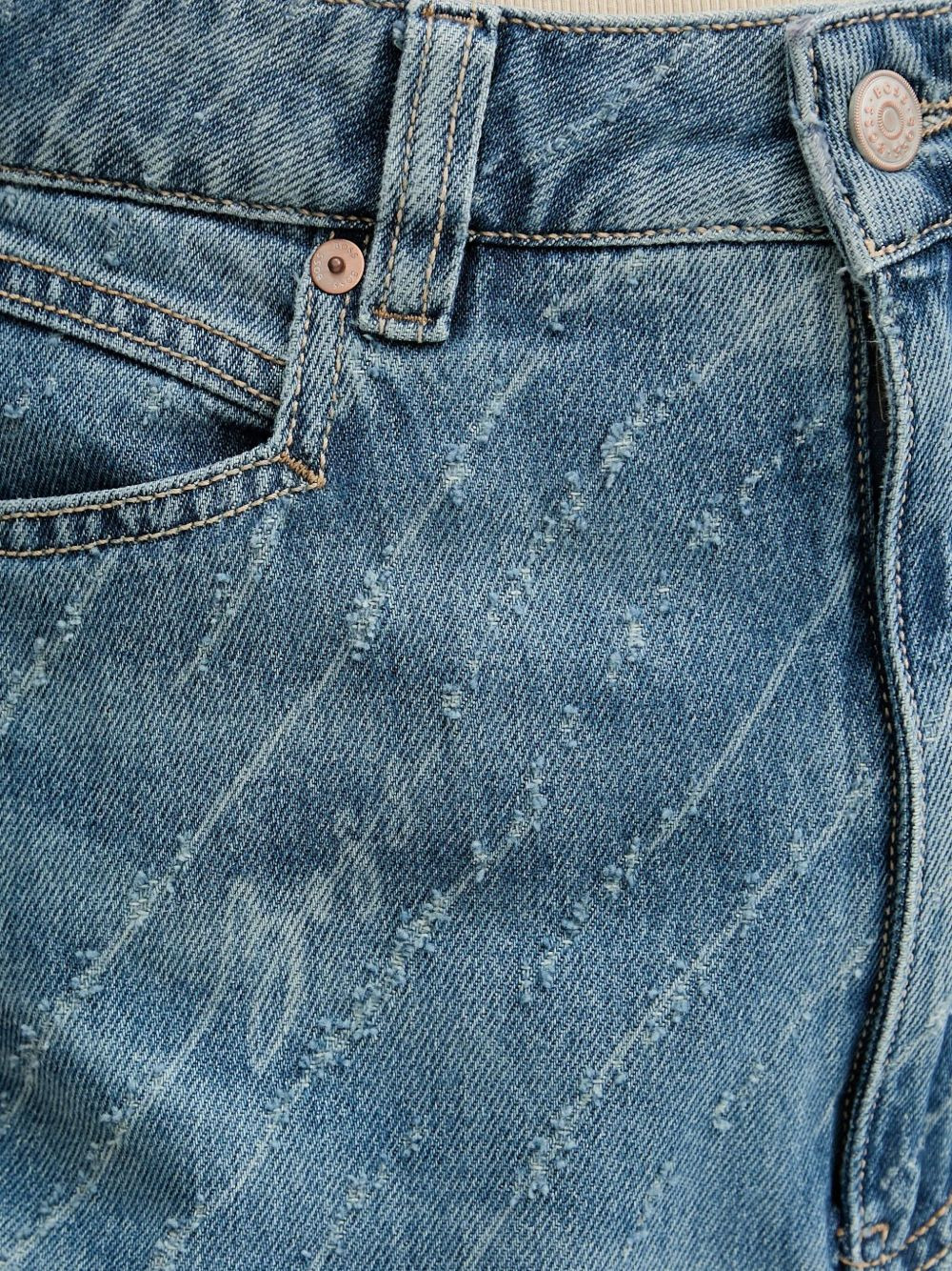 distressed-details denim maxi skirt - 4