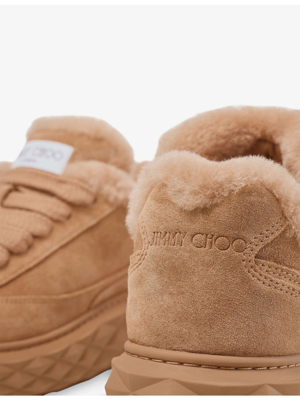 Diamond Maxi Retro Shearling And Suede Trainers - 5