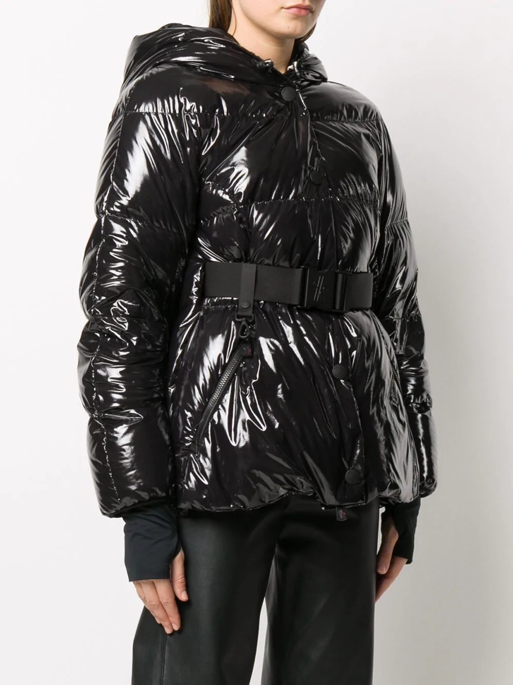 padded belted down jacket - 3