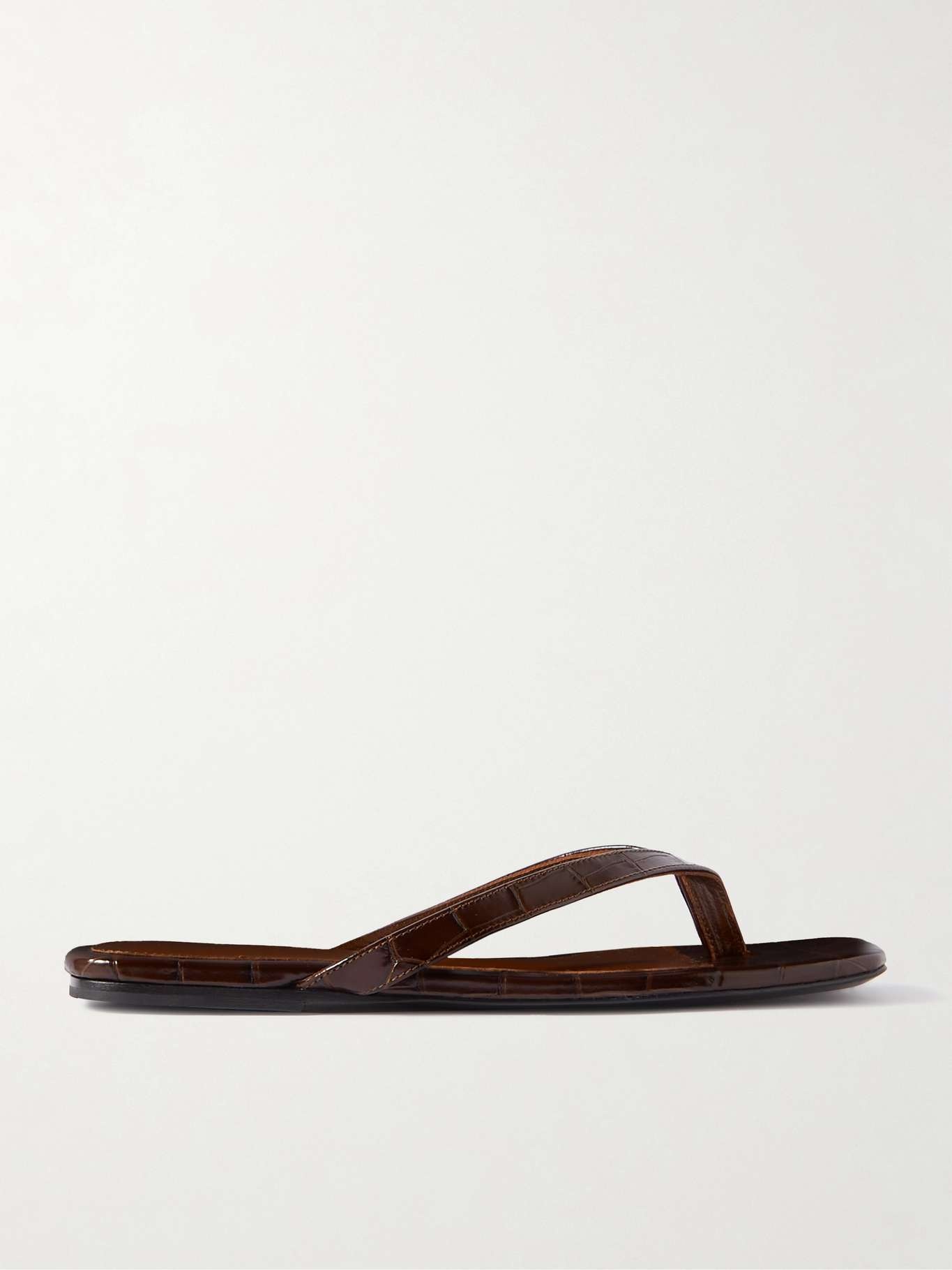 The Flip-Flop Flat croc-effect leather flip flops - 1