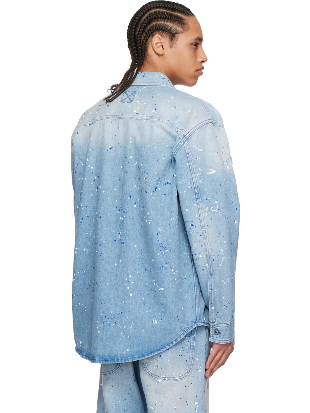 Blue Paint Splatter Denim Jacket - 3