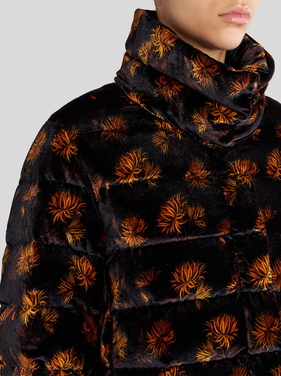 VELVET DOWN JACKET WITH DAHLIAS - 2