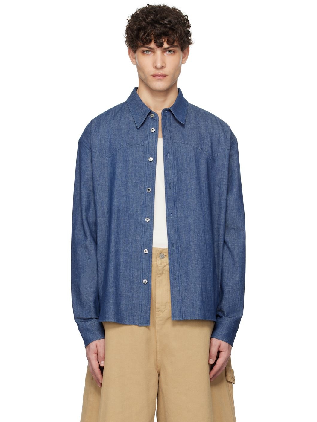 Blue Western Yoke Denim Shirt - 1