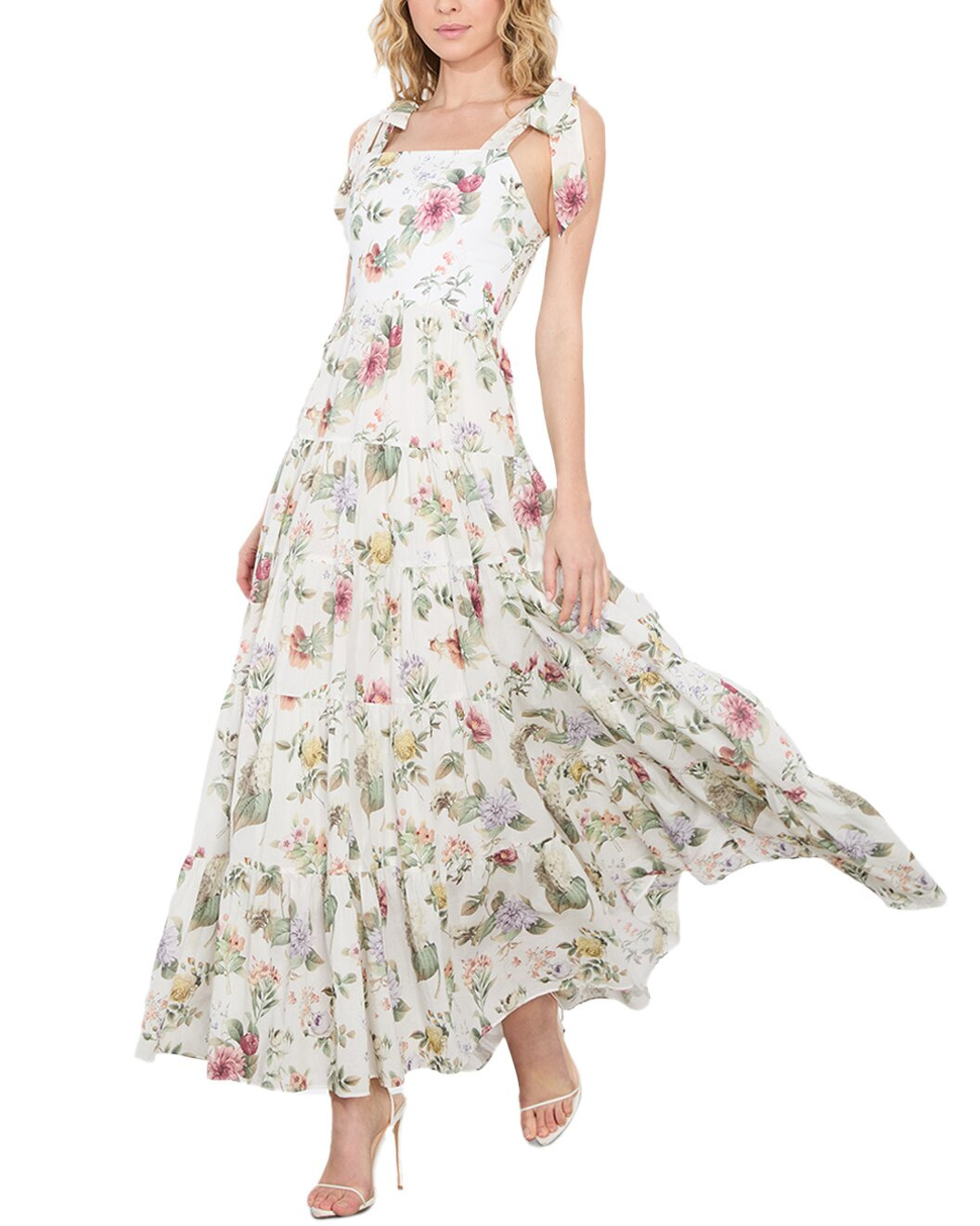 alice + olivia Monnie Tie Strap Tiered Maxi Dress - 3