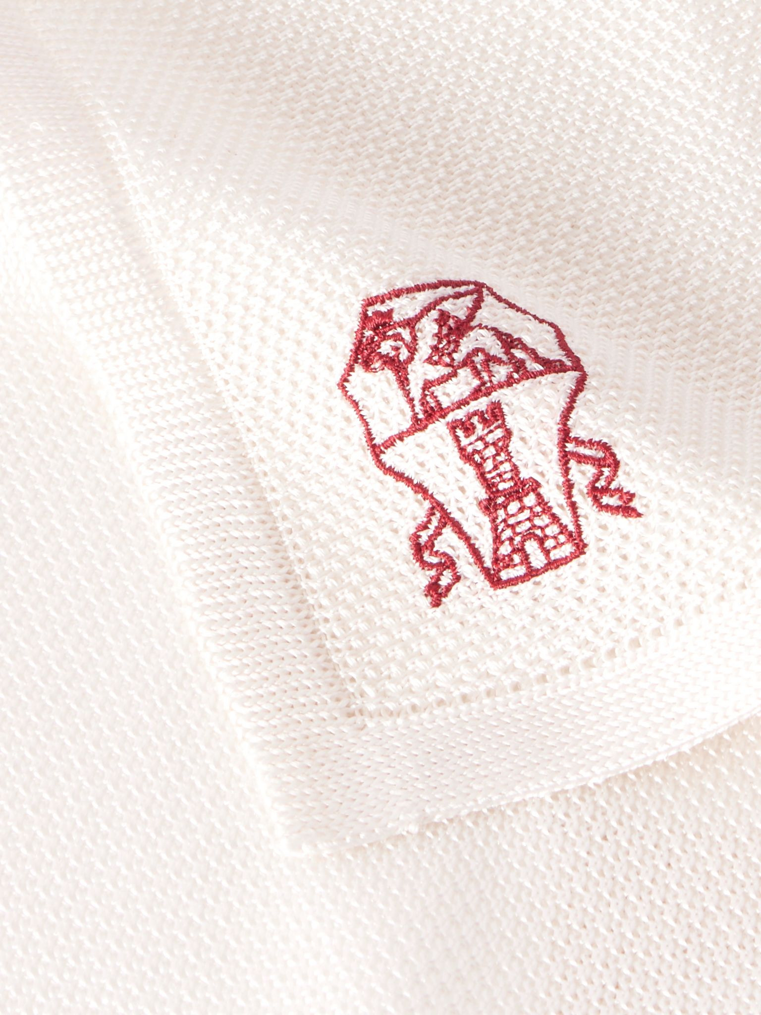 Logo-Embroidered Knitted Silk Pocket Square White - 3