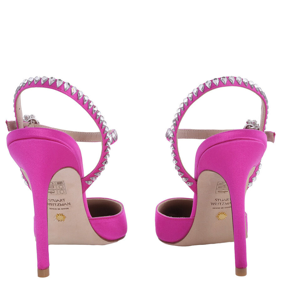 Stuart Weitzman Ladies Flamingo Gemcut 100 Ankle Strap Pump - 4
