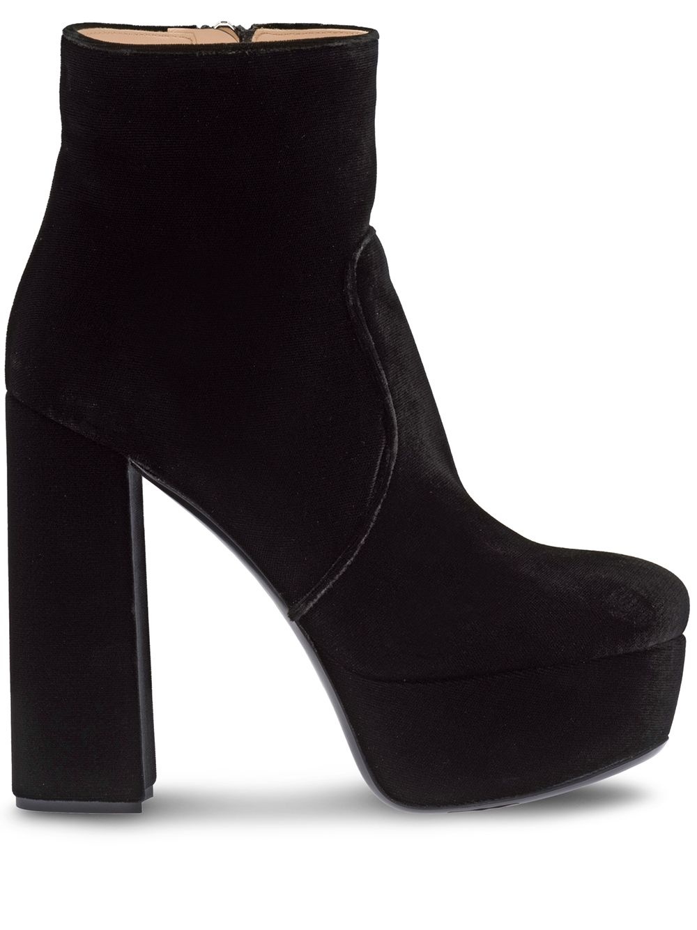 velvet block heel platform boots - 1