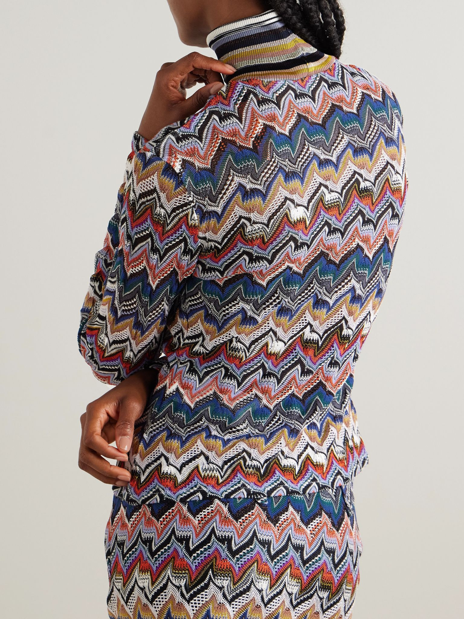 Metallic crochet-knit turtleneck sweater Multi - 3