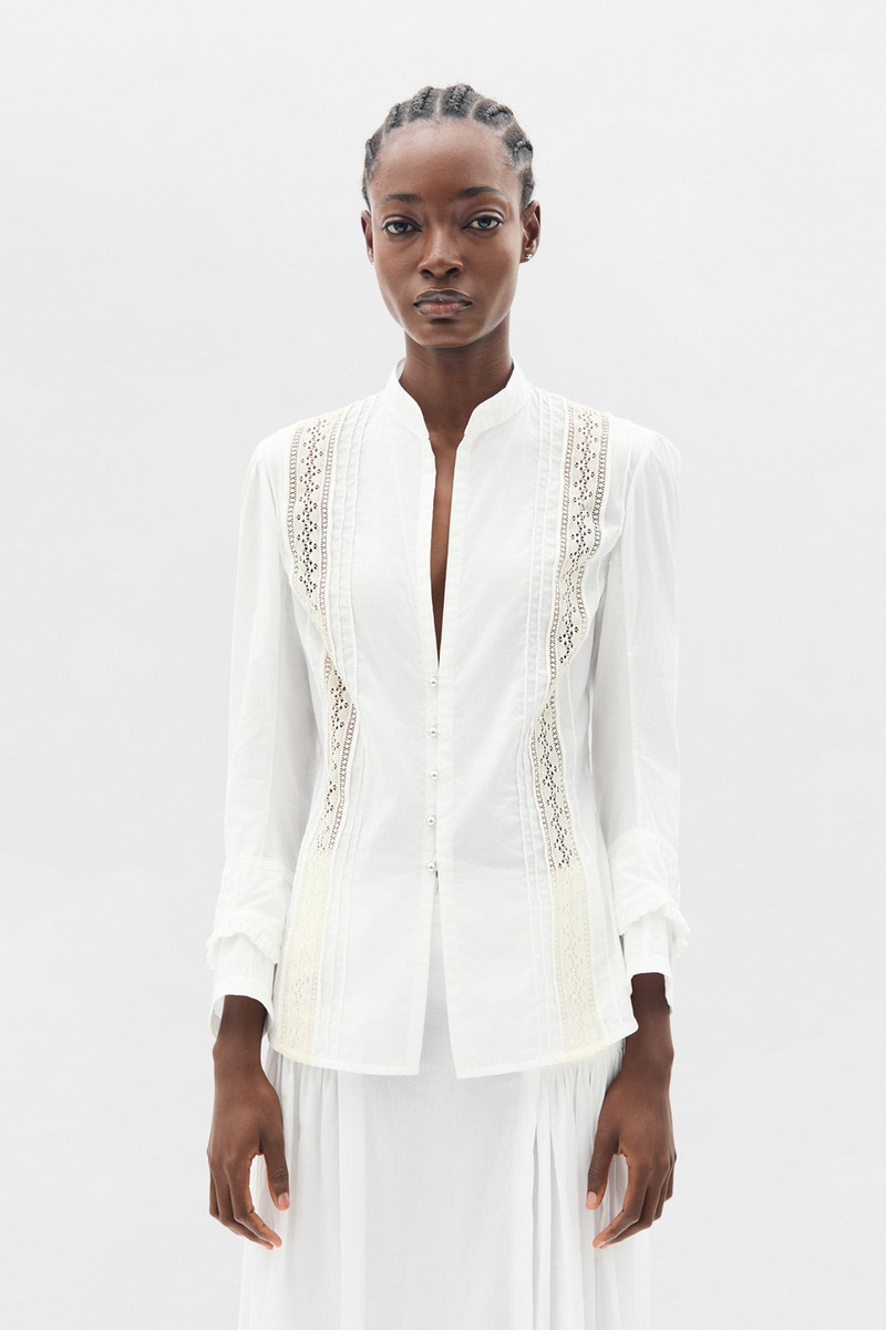 Lidy Open Front Shirt with Lace Ribbons 1