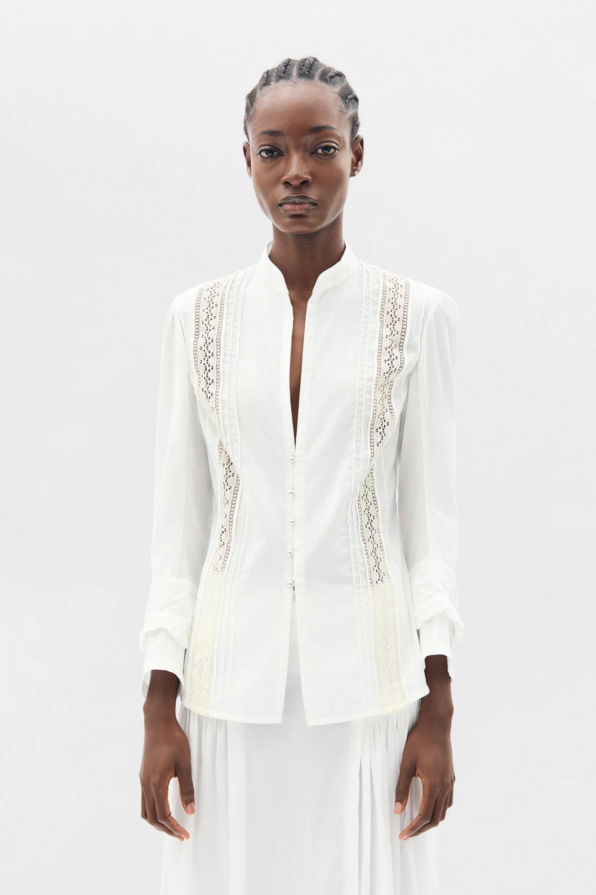 Lidy Open Front Shirt with Lace Ribbons - 1