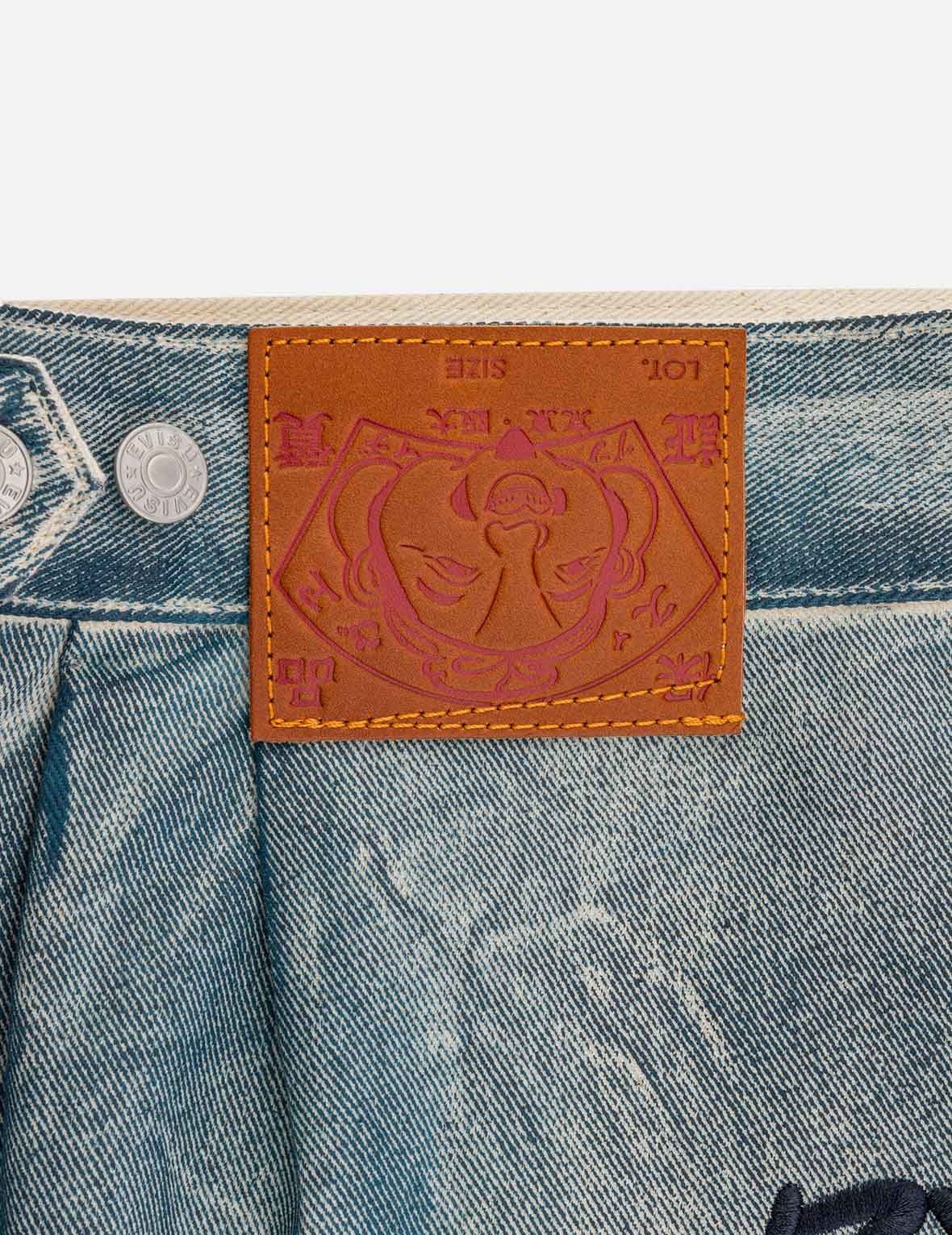 KAMON AND SEAGULL APPLIQUÉ WITH RUBBING PRINT FASHION FIT DENIM JACKET - 16