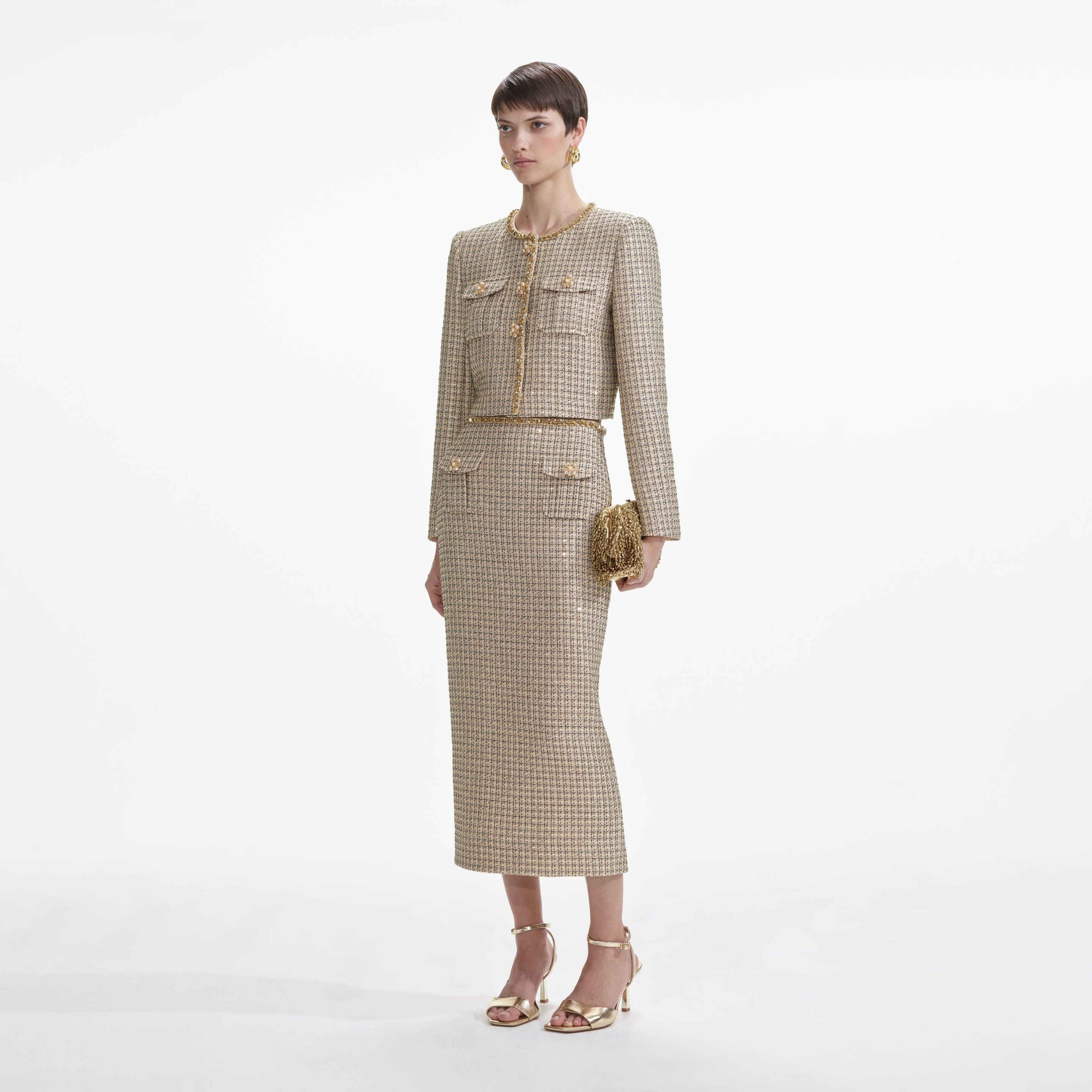 Gold Boucle Midi Skirt - 2